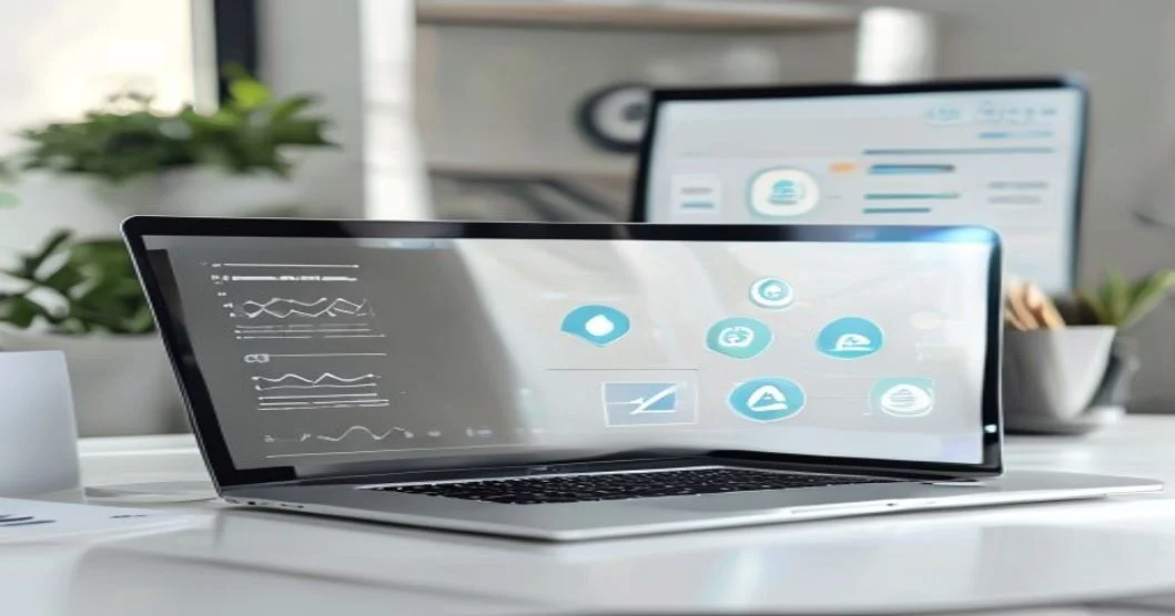 Profesional trabajando con herramientas de automatización de marketing digital en una empresa moderna